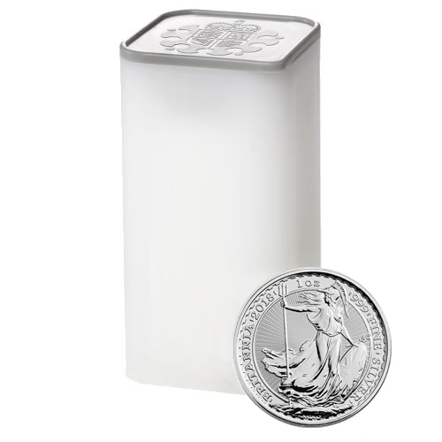 2018 1 oz British Silver Britannia Tube (25 Coins, BU) – Buy 24 Coins & Get The 25th Free
