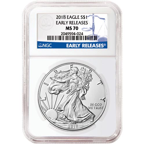 2018 1 oz American Silver Eagle Coin NGC MS70 ER
