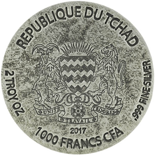 2017 2 oz Republic of Chad Egyptian Relic Series Ramesses Silver Coin (BU)