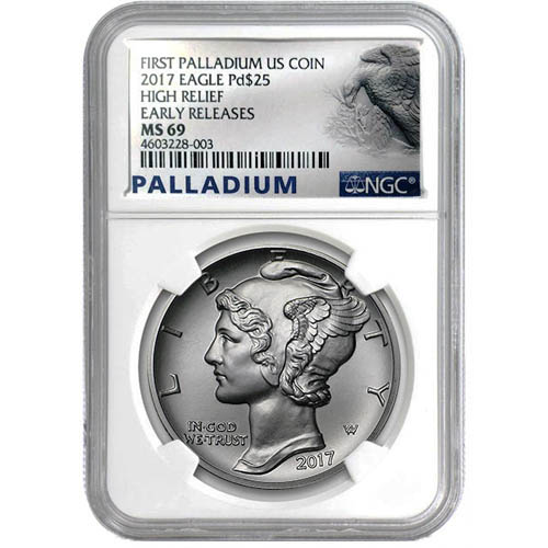 2017 1 oz American Palladium Eagle Coins NGC MS69 ER