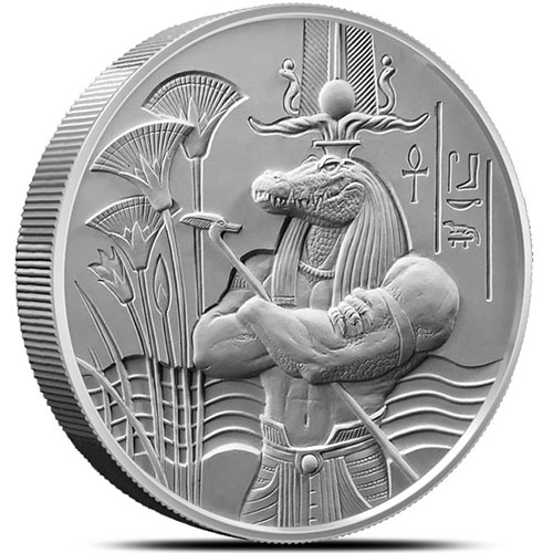 2 oz Sobek Silver Round (Egyptian Gods Series #3, New, High Relief)