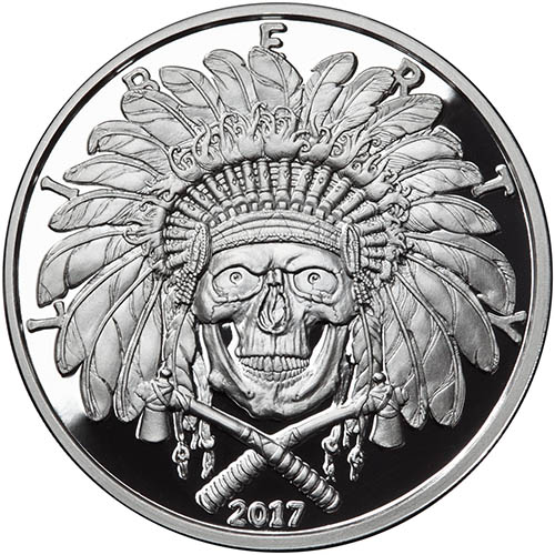 1 oz Proof American Western Skulls Indian Chief Silver Round (New w/ CoA)