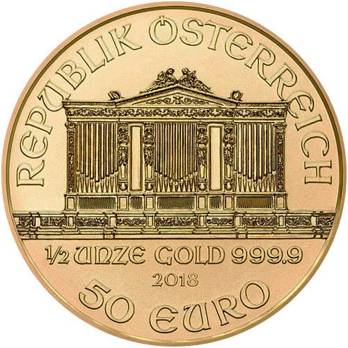 2018 1/2 oz Austrian Gold Philharmonic Coin (BU)