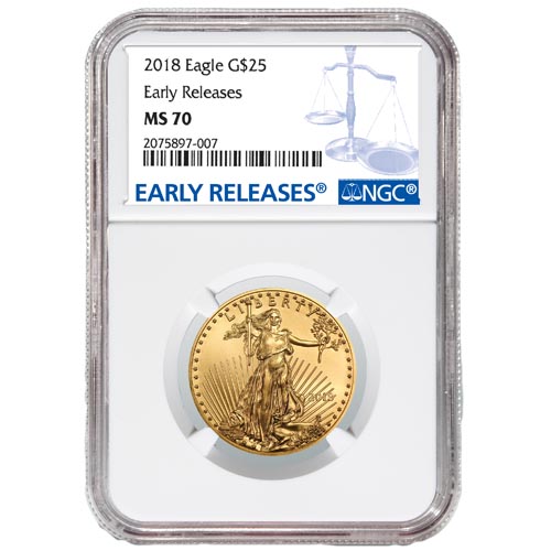 2018 1/2 oz American Gold Eagle Coin NGC MS70 ER
