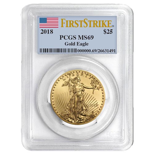 2018 1/2 oz American Gold Eagle Coin PCGS MS69 FS