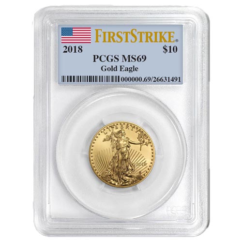 2018 1/4 oz American Gold Eagle Coin PCGS MS69 FS