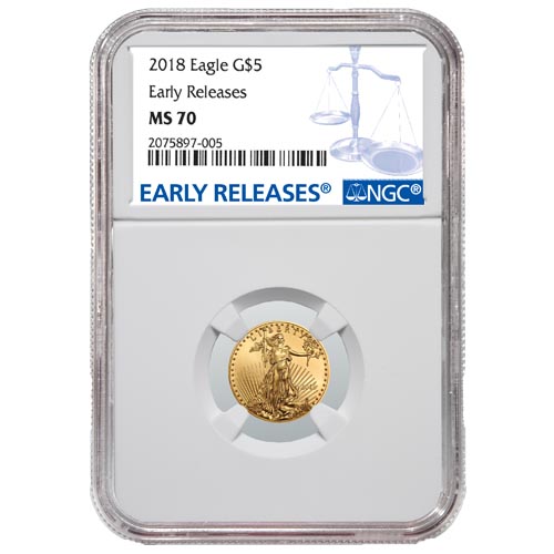 2018 1/10 oz American Gold Eagle Coin NGC MS70 ER