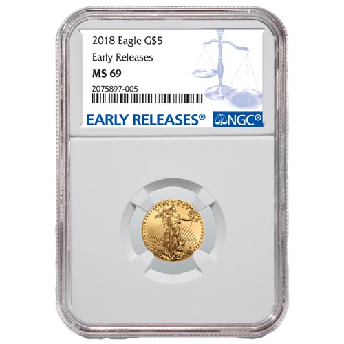 2018 1/10 oz American Gold Eagle Coin NGC MS69 ER