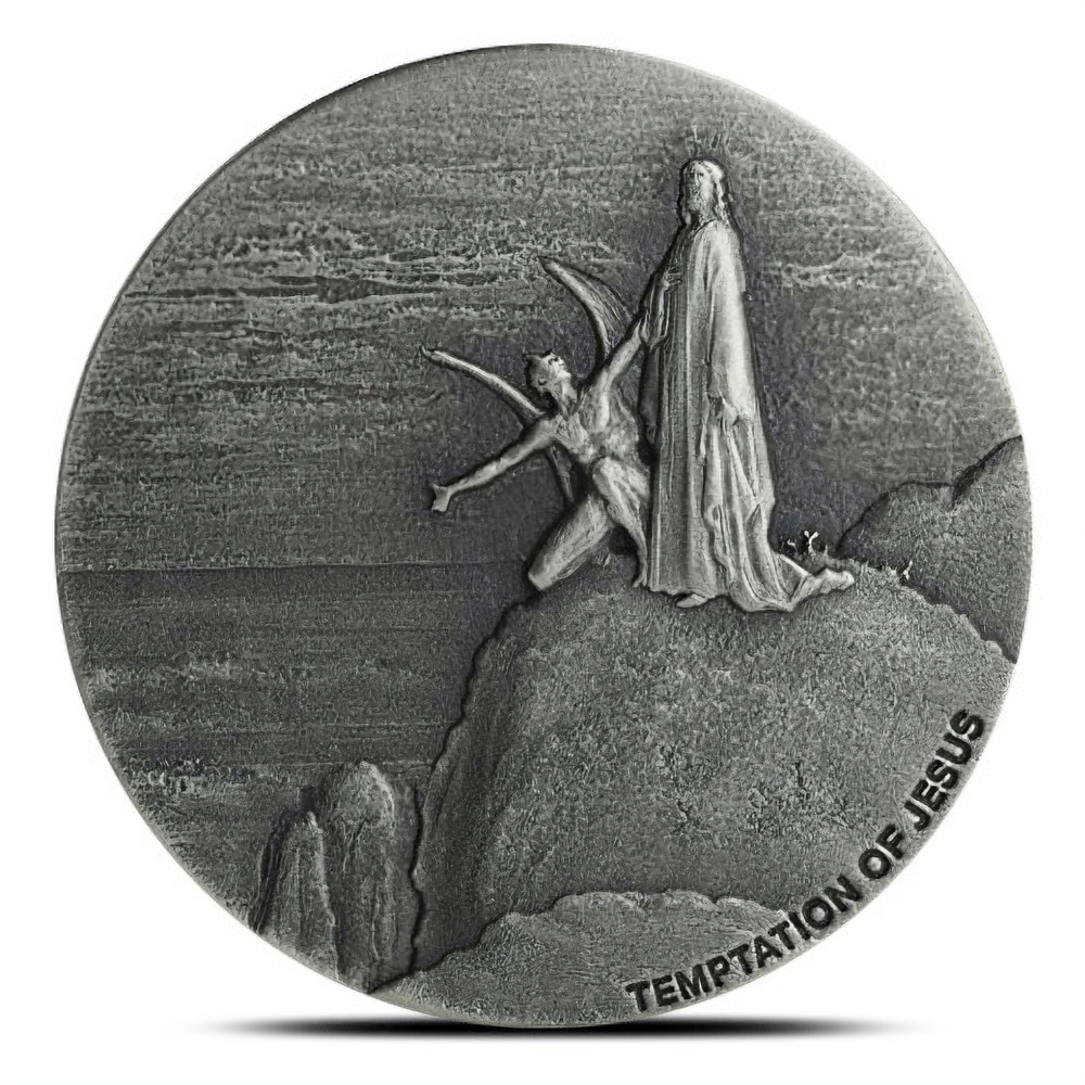 2018 2 oz Temptation of Jesus Biblical Series Silver Coin