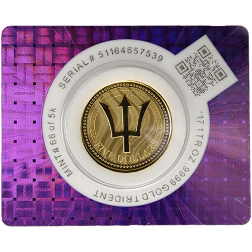 2017 1 oz Barbados Trident Gold Coin (BU)