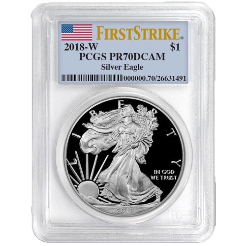 2018-W 1 oz Proof American Silver Eagle PCGS PR70 DCAM FS