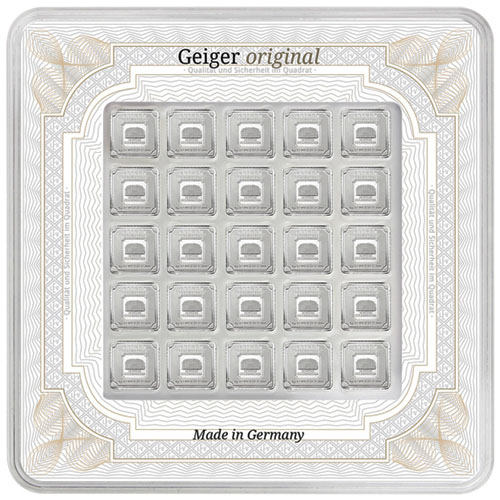 25 x1 Gram Geiger Square Silver Bar (New)
