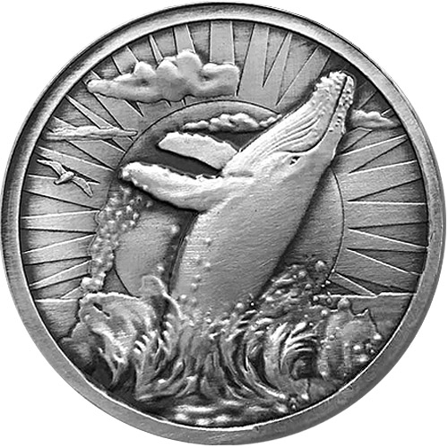 1 oz Monarch Humpback Whale High Relief Silver Round (New)