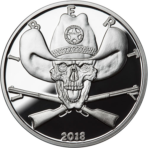 1 oz Proof American Western Skulls Old Sheriff Silver Round (New w/ CoA)