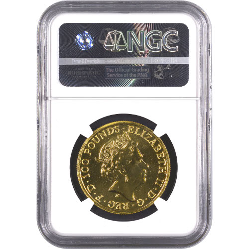 2018 1 oz British Gold Queen’s Beast Unicorn Coin NGC MS70