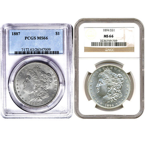 Morgan Silver Dollar Coin MS66 (1878-1904, PCGS or NGC)