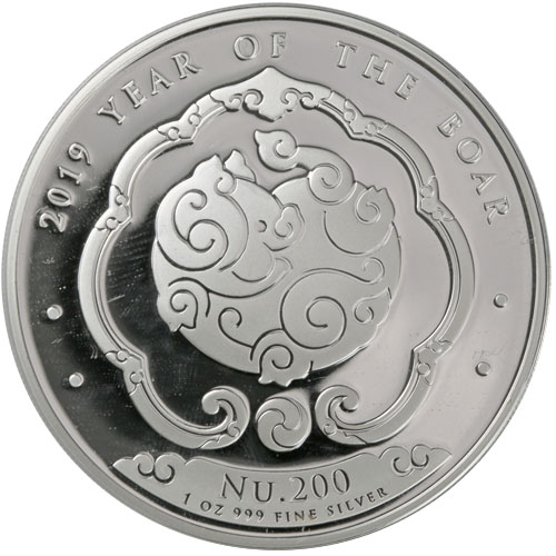 2019 1 oz Kingdom of Bhutan Lunar Boar Silver Coin