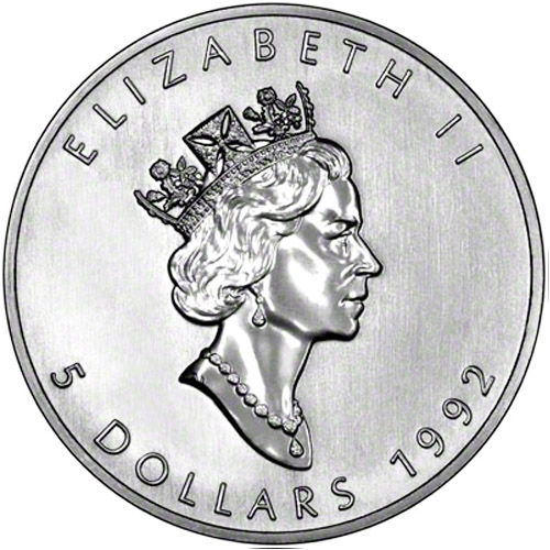 1992 1 oz Canadian Silver Maple Leaf Coin (BU)