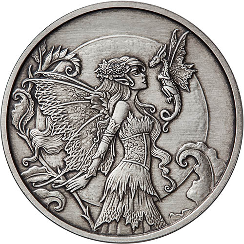 5 oz Antique Amy Brown Collection Discovery Fairy Silver Round (New w/ CoA)