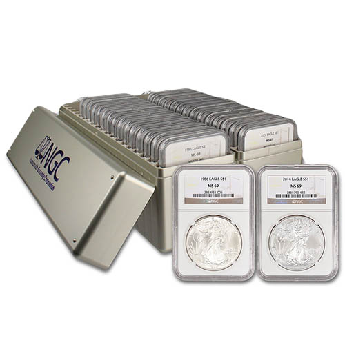 1986-2019 American Silver Eagle 34-Coin Set NGC MS69