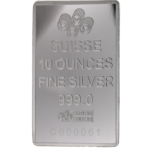10 oz PAMP Suisse Rosa Silver Bar (New w/ Assay)