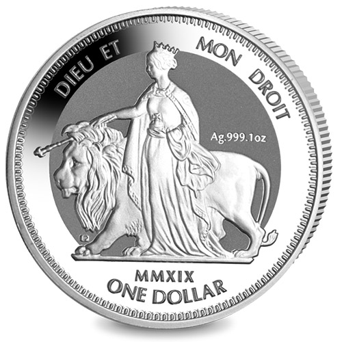 2019 1 oz British Virgin Islands Silver Frosted Una and The Lion Coin (BU)