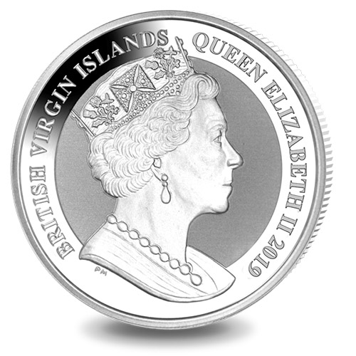 2019 1 oz British Virgin Islands Silver Frosted Una and The Lion Coin (BU)