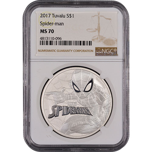 2017 1 oz Tuvalu Spiderman Marvel Series Silver Coin NGC MS70