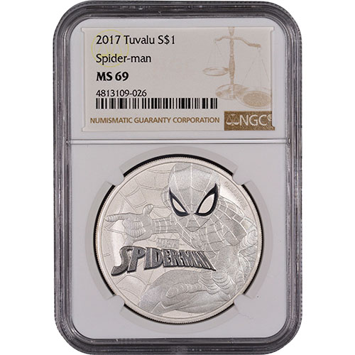 2017 1 oz Tuvalu Spiderman Marvel Series Silver Coin NGC MS69