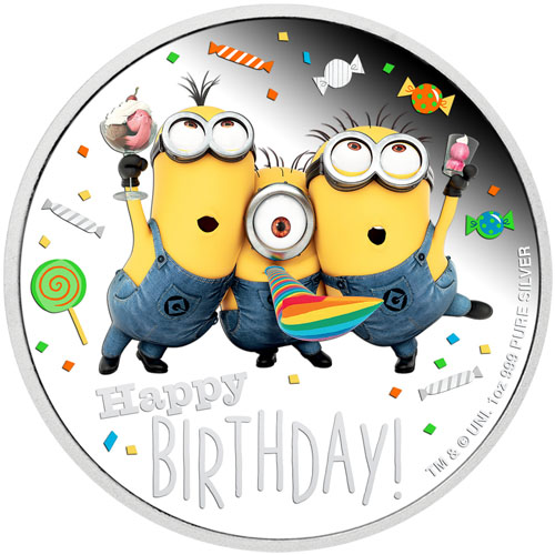 2019 1 oz Niue Silver Minions Happy Birthday Proof Coin (Box)
