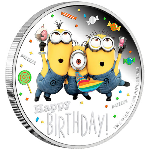 2019 1 oz Niue Silver Minions Happy Birthday Proof Coin (Box)