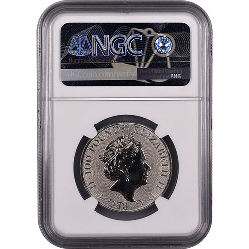 2018 1 oz British Platinum Queen’s Beast Dragon Coin NGC MS69 ER