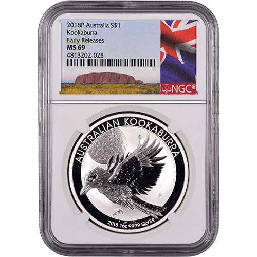 2018 1 oz Australian Silver Kookaburra Coin NGC MS69 ER