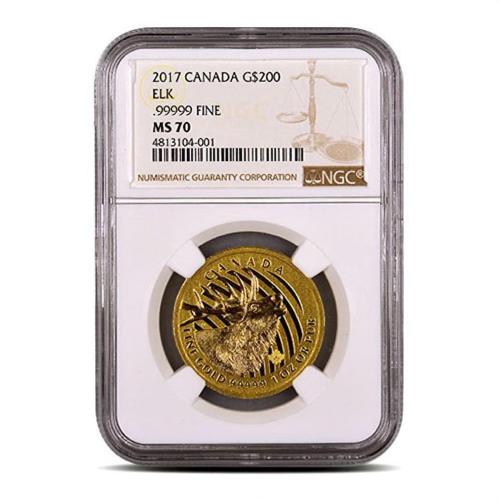 2017 1 oz Canadian Gold Elk Coin NGC MS70