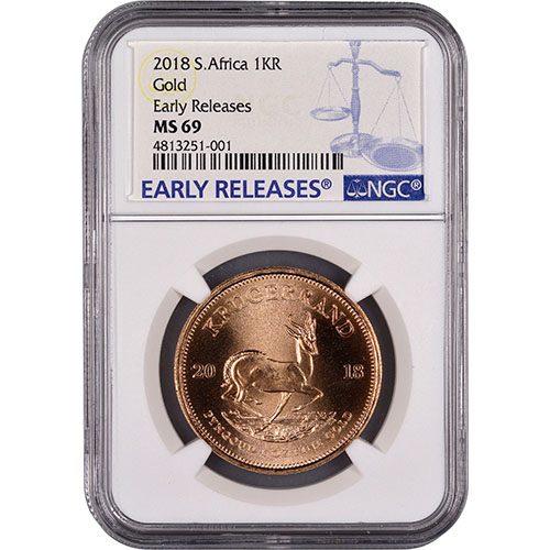 2018 1 oz South African Gold Krugerrand Coin NGC MS69 ER
