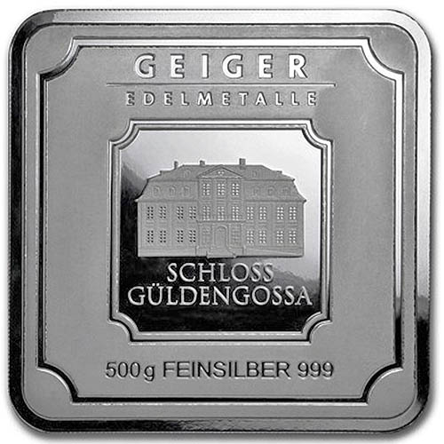 500 Gram Geiger Square Silver Bar (New)