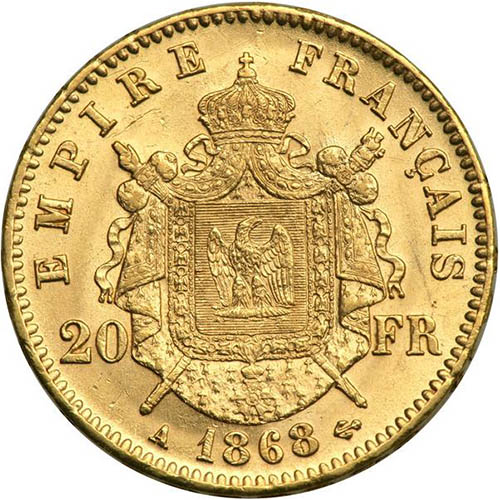 20 Francs France Gold Coin - Napoleon III (Circulated)