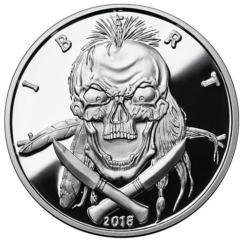 5 oz Proof American Western Skulls Indian Brave Silver Round (New w/ CoA)