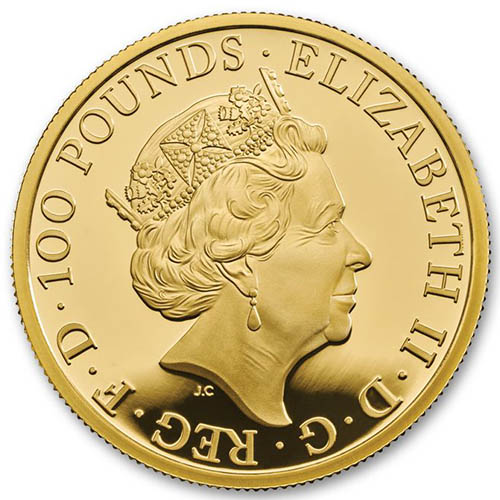 2018 1 oz Proof British Gold Queen’s Beast Black Bull Coin (Box + CoA)