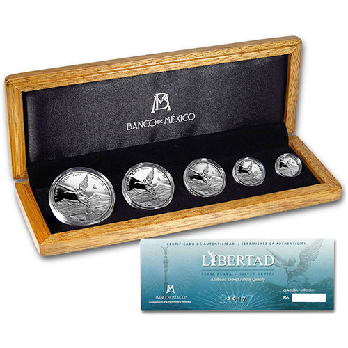 2017 Proof Mexican Silver Libertad 5-Coin Set