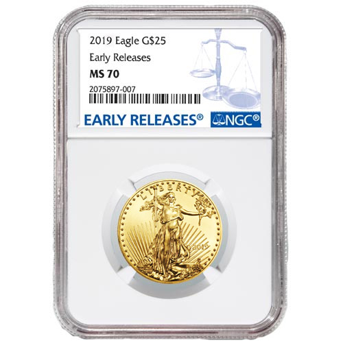 2019 1/2 oz American Gold Eagle Coin NGC MS70 ER