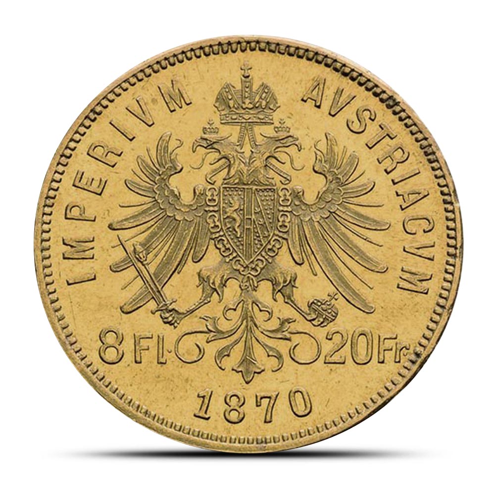 20 Francs / 8 Florin Austrian Gold Coin (Avg. Circulated)