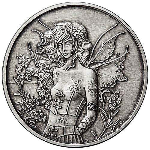 1 oz Antique Amy Brown Collection Wall Flower Silver Round (New w/ CoA)