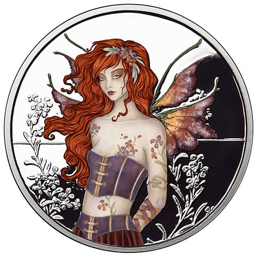 5 oz Colorized Proof Amy Brown Collection Wall Flower Silver Round ( w/ CoA)