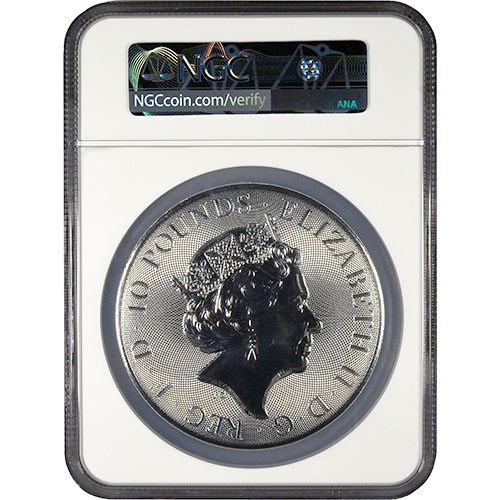 2018 10 oz British Silver Queen’s Beast Dragon Coin NGC MS70
