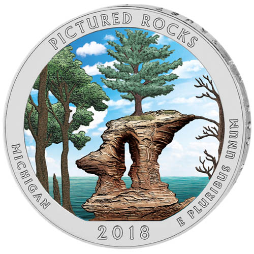 2018 5 oz Colorized ATB Pictured Rocks National Lakeshore Silver Coin (BU)