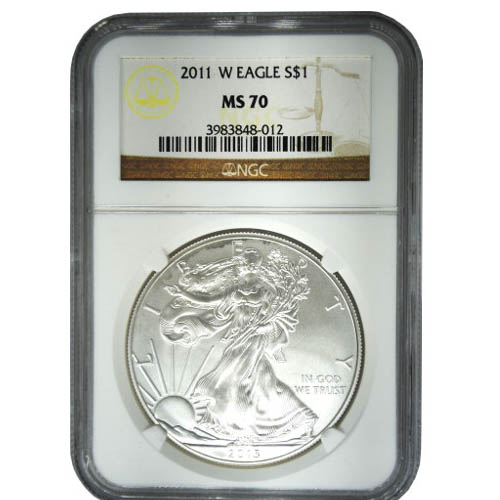 2011-W 1 oz Burnished American Silver Eagle Coin NGC MS70