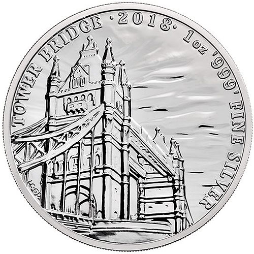 2018 1 oz British Britain Tower Bridge Silver Coin (BU)