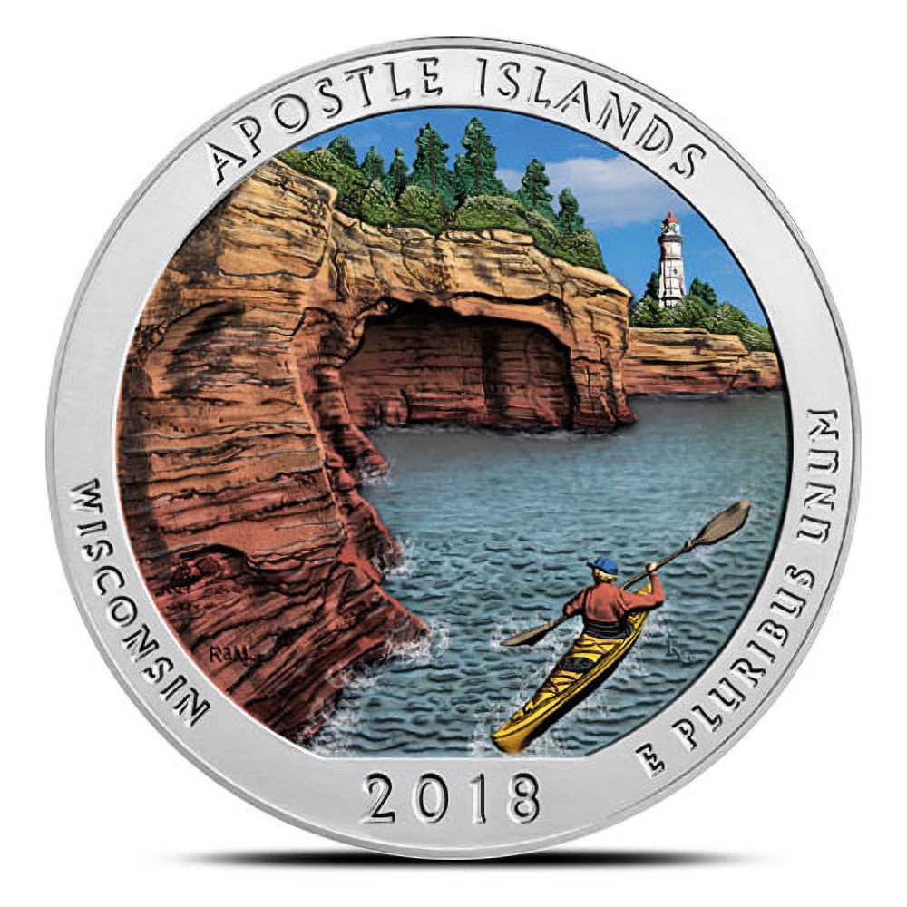 2018 5 oz Colorized ATB Apostle Islands National Lakeshore Silver Coin (BU)