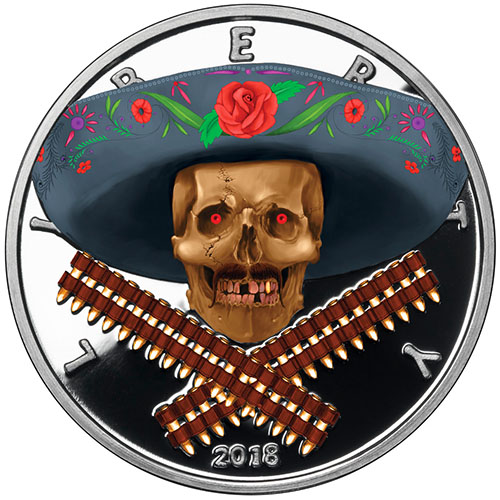 1 oz Colorized Proof American Western Skulls Mexican Bandito Silver Round (New w/ CoA)